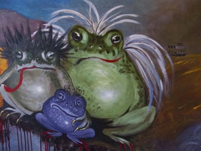 detail of the underpainting gatekeepers oil on linen - toads